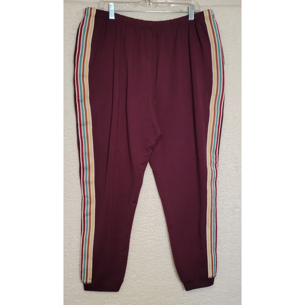 Joyspun Pants Women's Fleece 2X (18W-20W) Soft Bottoms Striped 1022